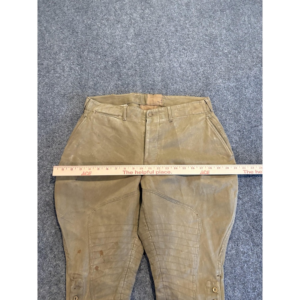 Vintage Jodhpur Pants Mens Medium Khaki Canvas Riding Breeches Button Leg 40s - Picture 12 of 14